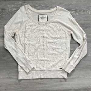 Abercrombie & Fitch Beige Lace Long Sleeve Top